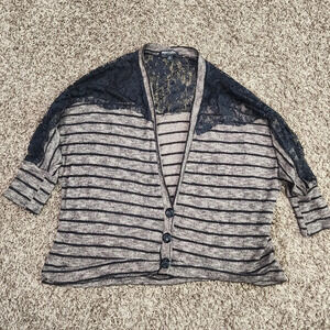 About a Girl los angeles lace button cardigan size XL Brown